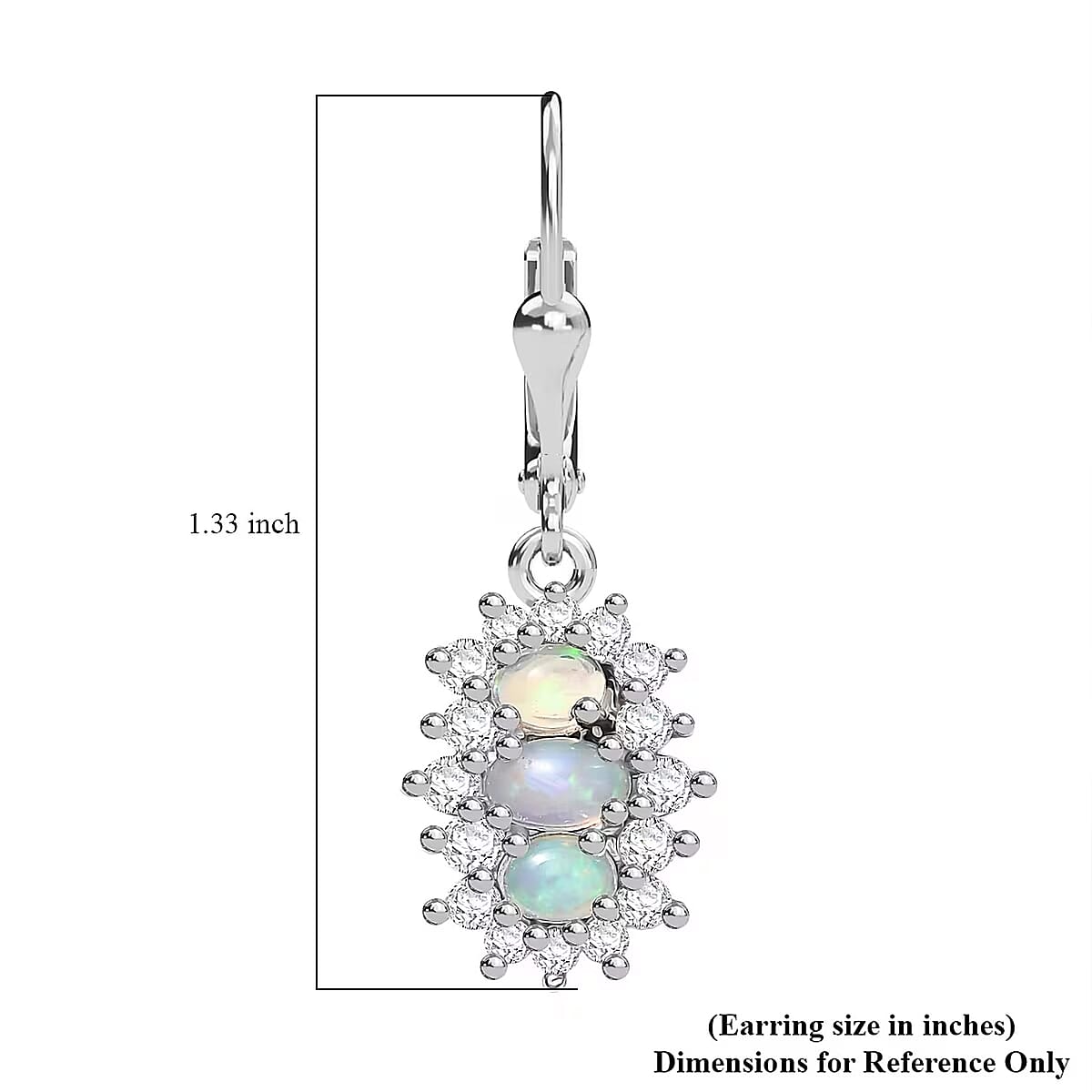 D'Joy Ethiopian Welo Opal, White Zircon Earrings in Platinum Over Sterling Silver 2.00 ctw image number 6