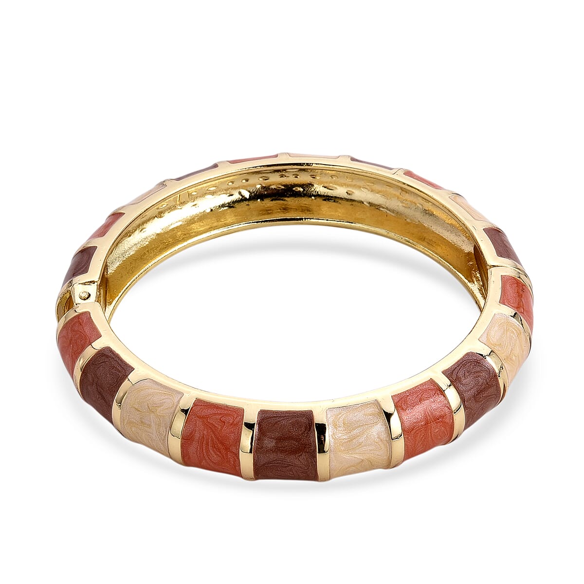 Multi Color Enameled Bangle Bracelet in Goldtone (7.25 In) image number 0