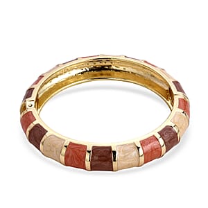 Multi Color Enameled Bangle Bracelet in Goldtone (7.25 In)