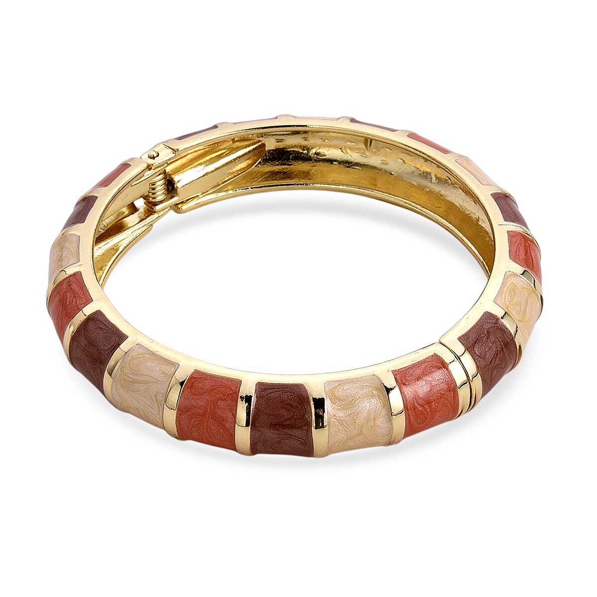 Multi Color Enameled Bangle Bracelet in Goldtone (7.25 In) image number 3