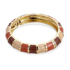 Multi Color Enameled Bangle Bracelet in Goldtone (7.25 In)