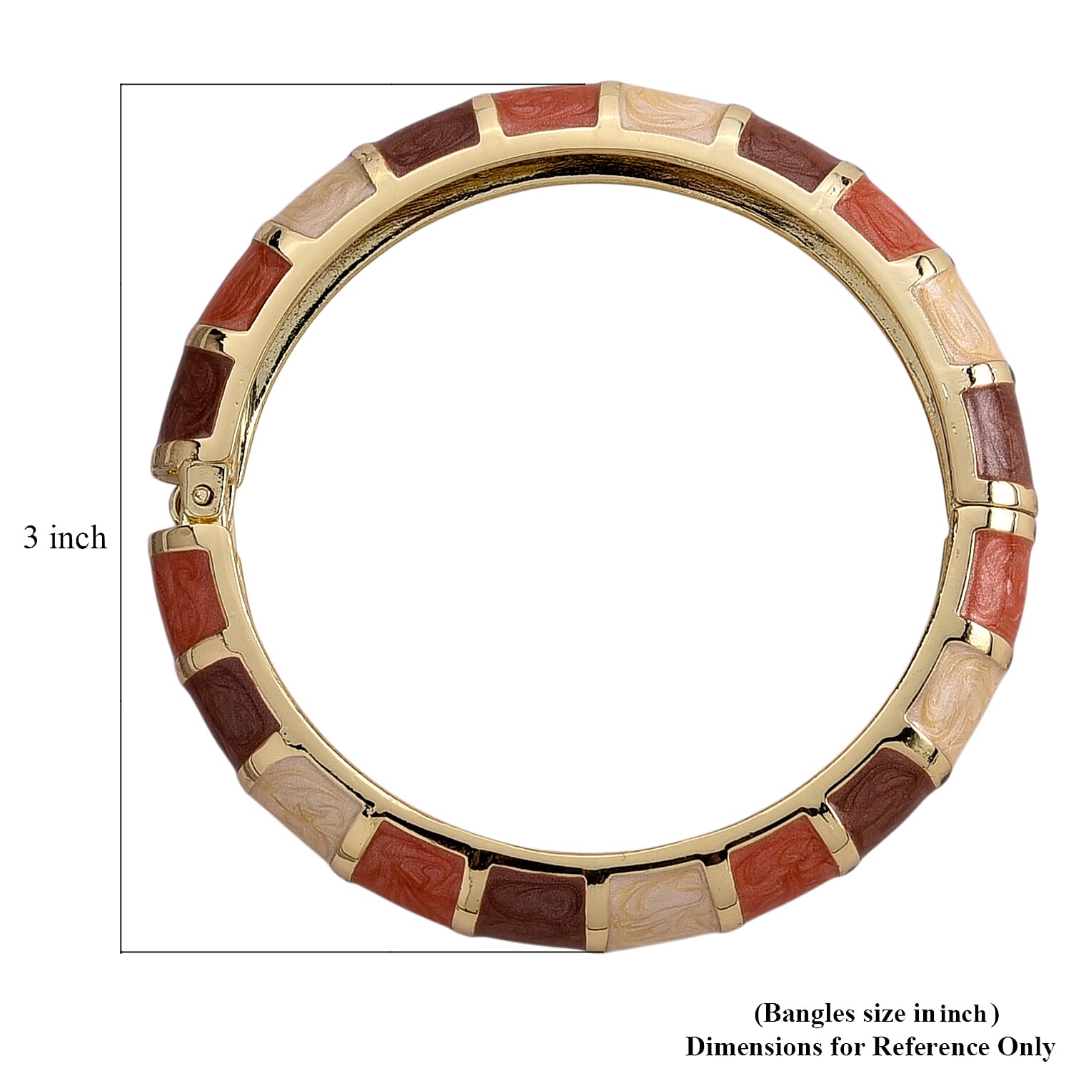 Multi Color Enameled Bangle Bracelet in Goldtone (7.25 In)