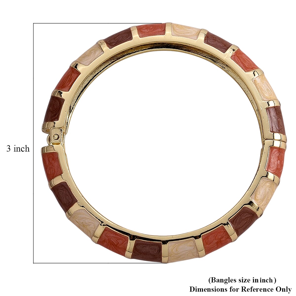 Multi Color Enameled Bangle Bracelet in Goldtone (7.25 In) image number 4