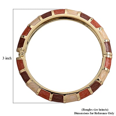 Multi Color Enameled Bangle Bracelet in Goldtone (7.25 In)