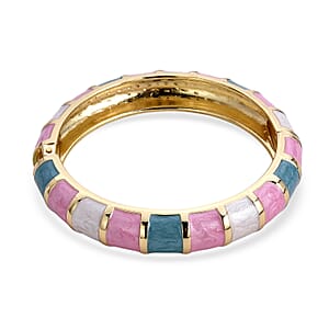 Multi Color Enameled Bangle Bracelet in Goldtone (7.25 In)