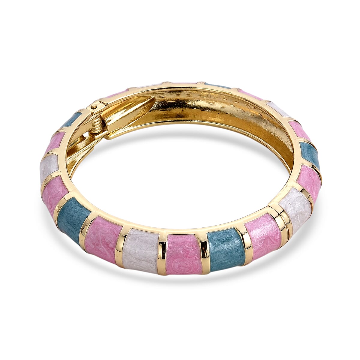 Multi Color Enameled Bangle Bracelet in Goldtone (7.25 In) image number 3