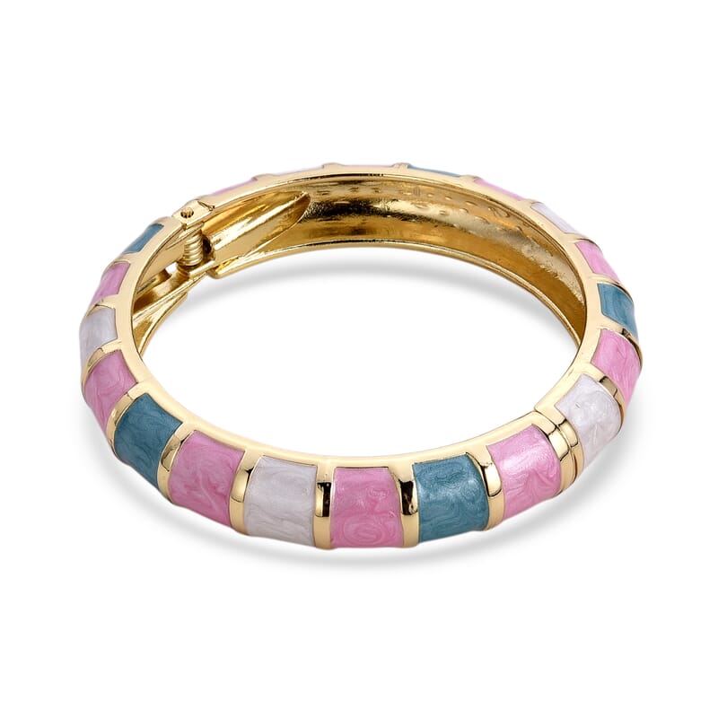 Multi Color Enameled Bangle Bracelet in Goldtone (7.25 In)