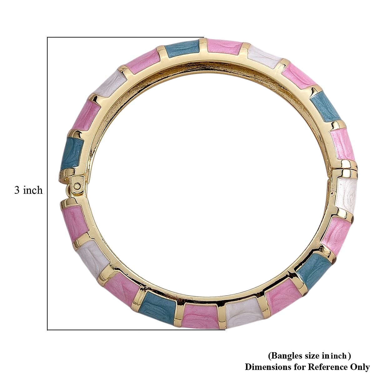 Multi Color Enameled Bangle Bracelet in Goldtone (7.25 In) image number 4