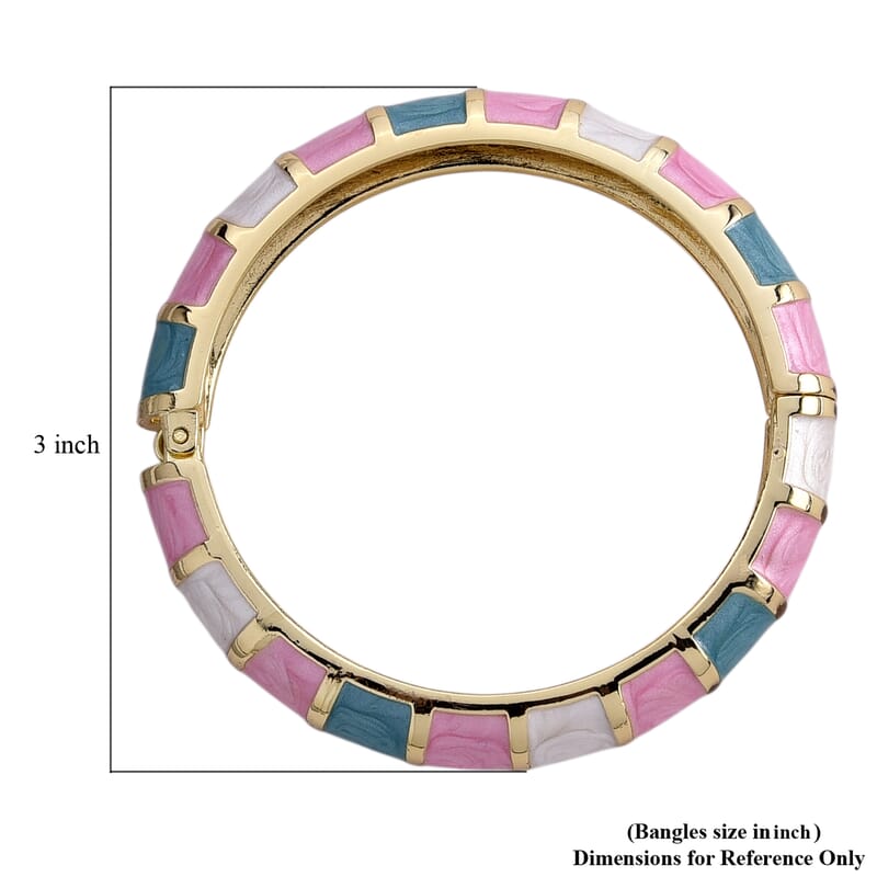 Multi Color Enameled Bangle Bracelet in Goldtone (7.25 In)