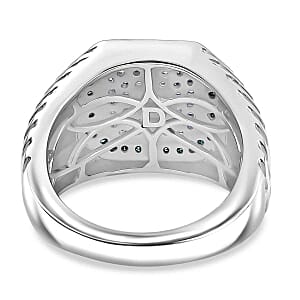D'Joy White Diamond and Blue Diamond 0.48 ctw Ring in Sterling Silver (Size 6.5)
