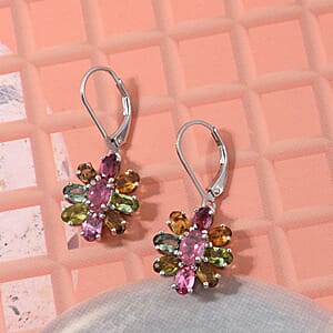 D'Joy Multi-Tourmaline Earrings in Rhodium Over Sterling Silver 4.40 ctw