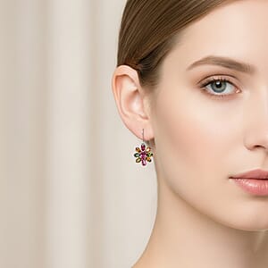 D'Joy Multi-Tourmaline Earrings in Rhodium Over Sterling Silver 4.40 ctw