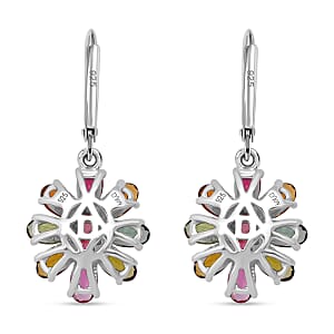 D'Joy Multi-Tourmaline Earrings in Rhodium Over Sterling Silver 4.40 ctw