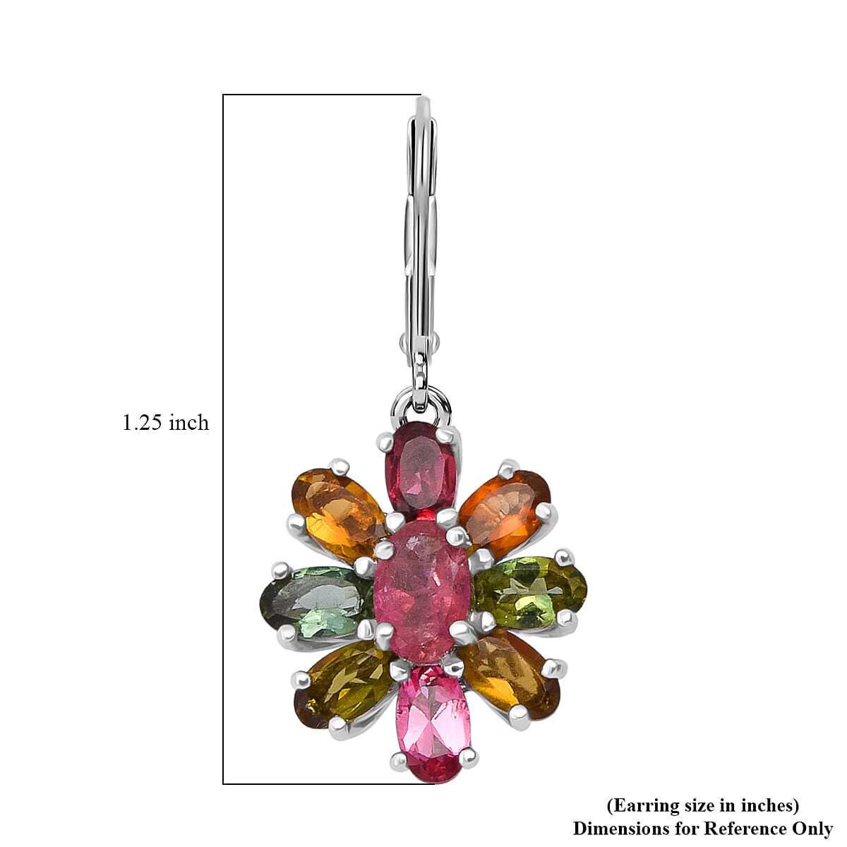 Doorbuster D'Joy Multi-Tourmaline 4.40 ctw Earrings in Rhodium Over Sterling Silver image number 4