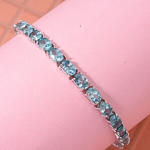 Doorbuster D'Joy Cambodian Blue Zircon 19.40 ctw Ocean Royale Bracelet in Rhodium Over Sterling Silver (6.50 In)