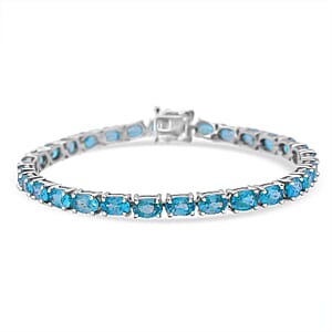 Doorbuster D'Joy Cambodian Blue Zircon 20.85 ctw Ocean Royale Bracelet in Rhodium Over Sterling Silver (7.25 In)
