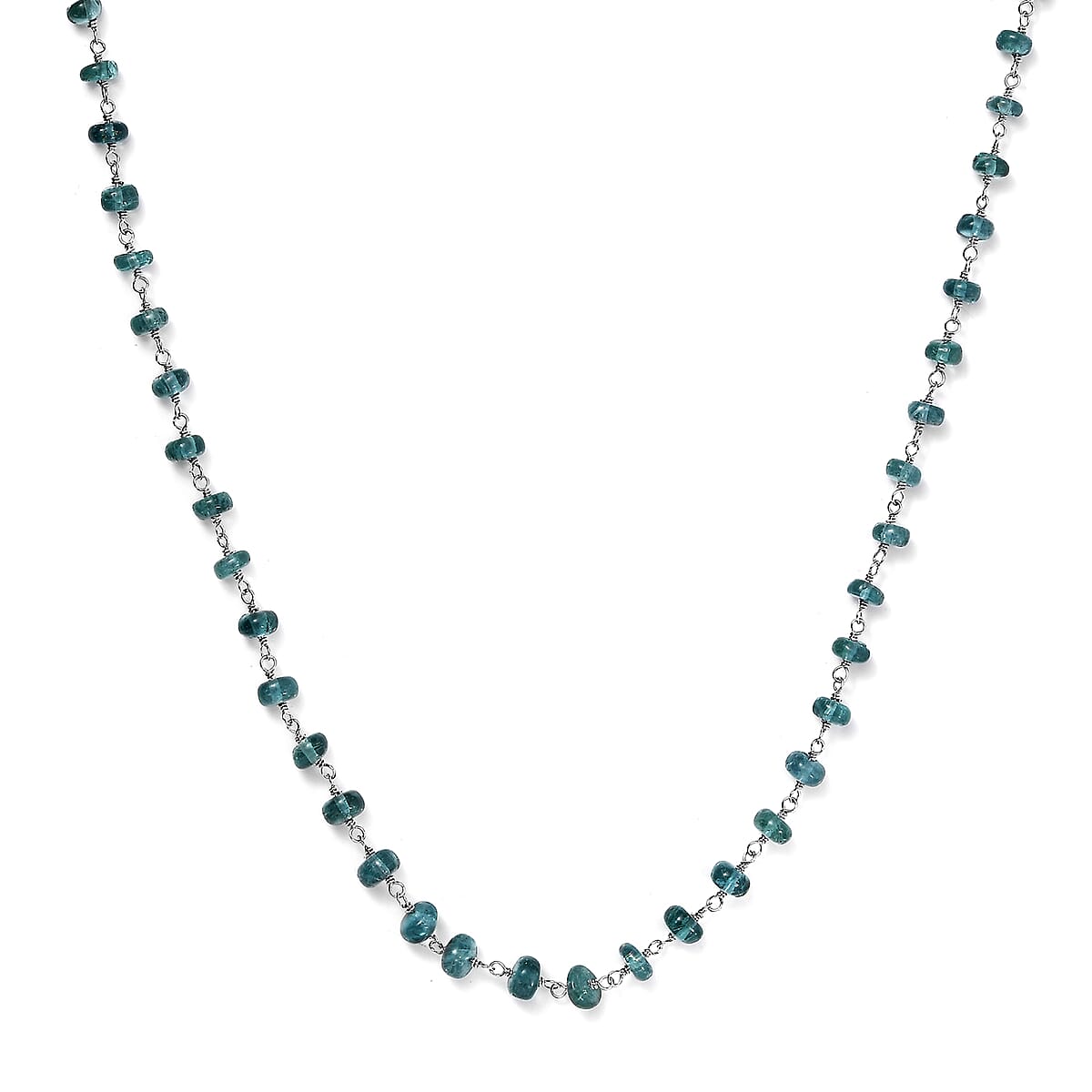 Doorbuster Certified & Appraised Luxoro AAA Lagoon Tourmaline Beaded 32 ctw Necklace 20 Inches in 10K White Gold  image number 0