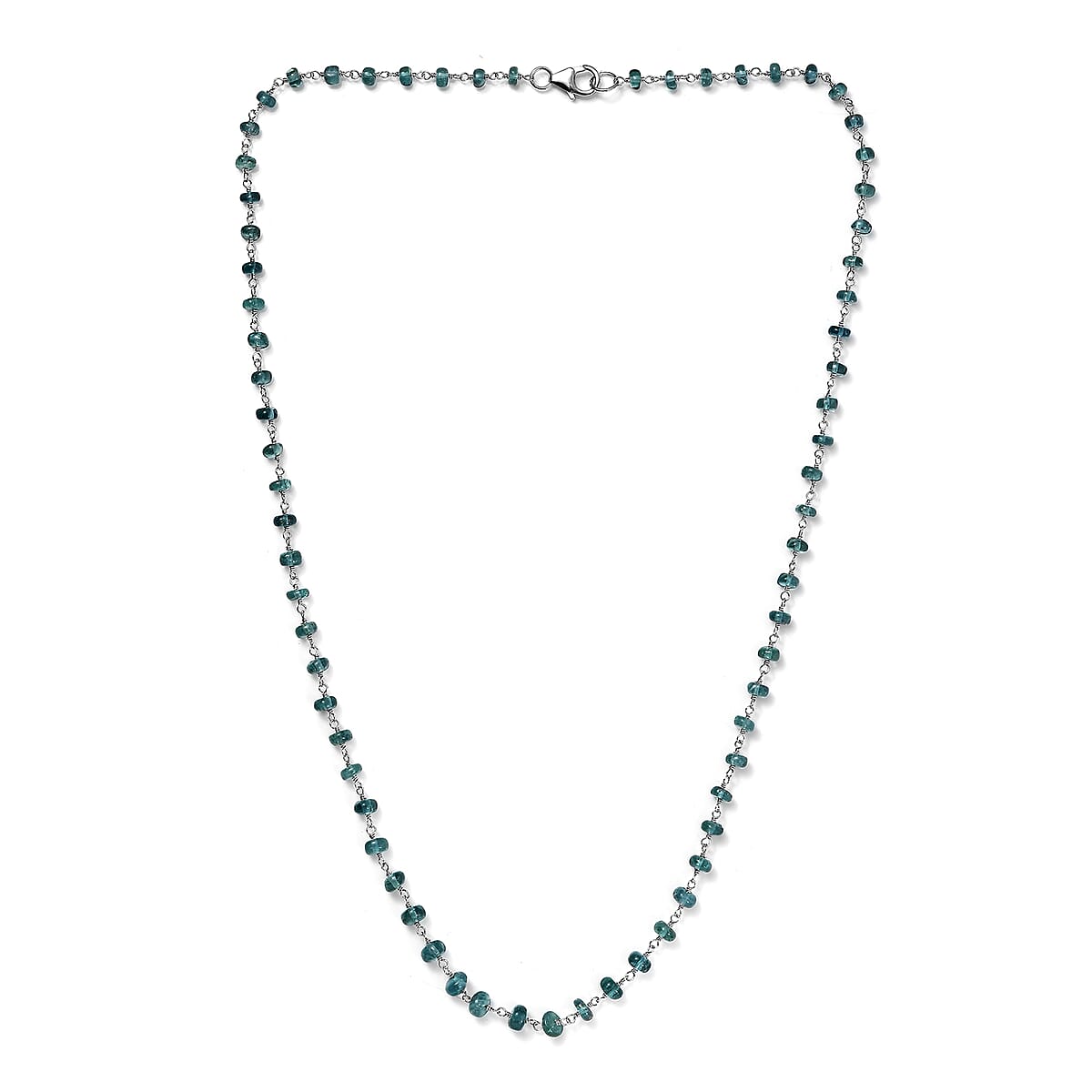 Doorbuster Certified & Appraised Luxoro AAA Lagoon Tourmaline Beaded 32 ctw Necklace 20 Inches in 10K White Gold  image number 3