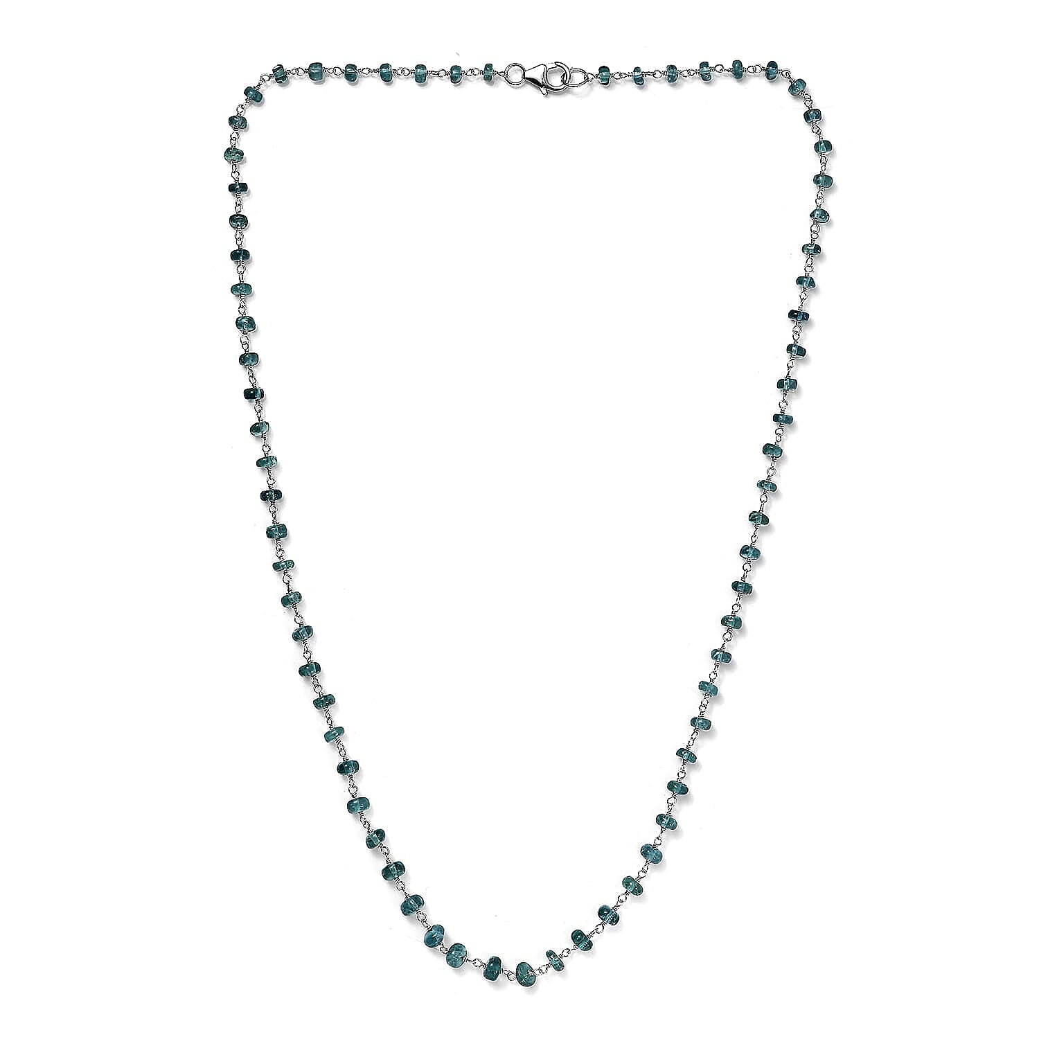 Certified & Appraised Luxoro AAA Lagoon Tourmaline Beaded 32 ctw Necklace 20 Inches in 10K White Gold