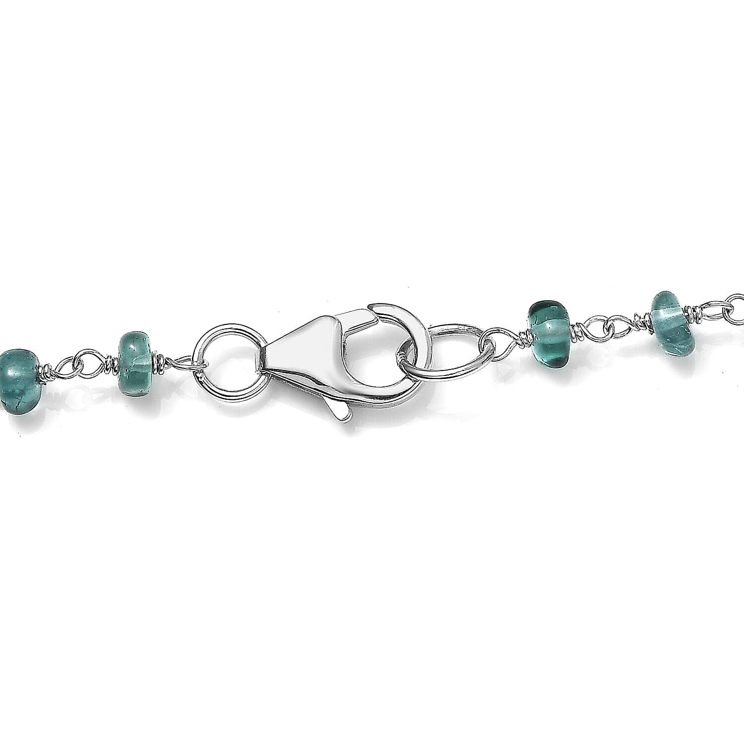 Certified & Appraised Luxoro AAA Lagoon Tourmaline Beaded 32 ctw Necklace 20 Inches in 10K White Gold