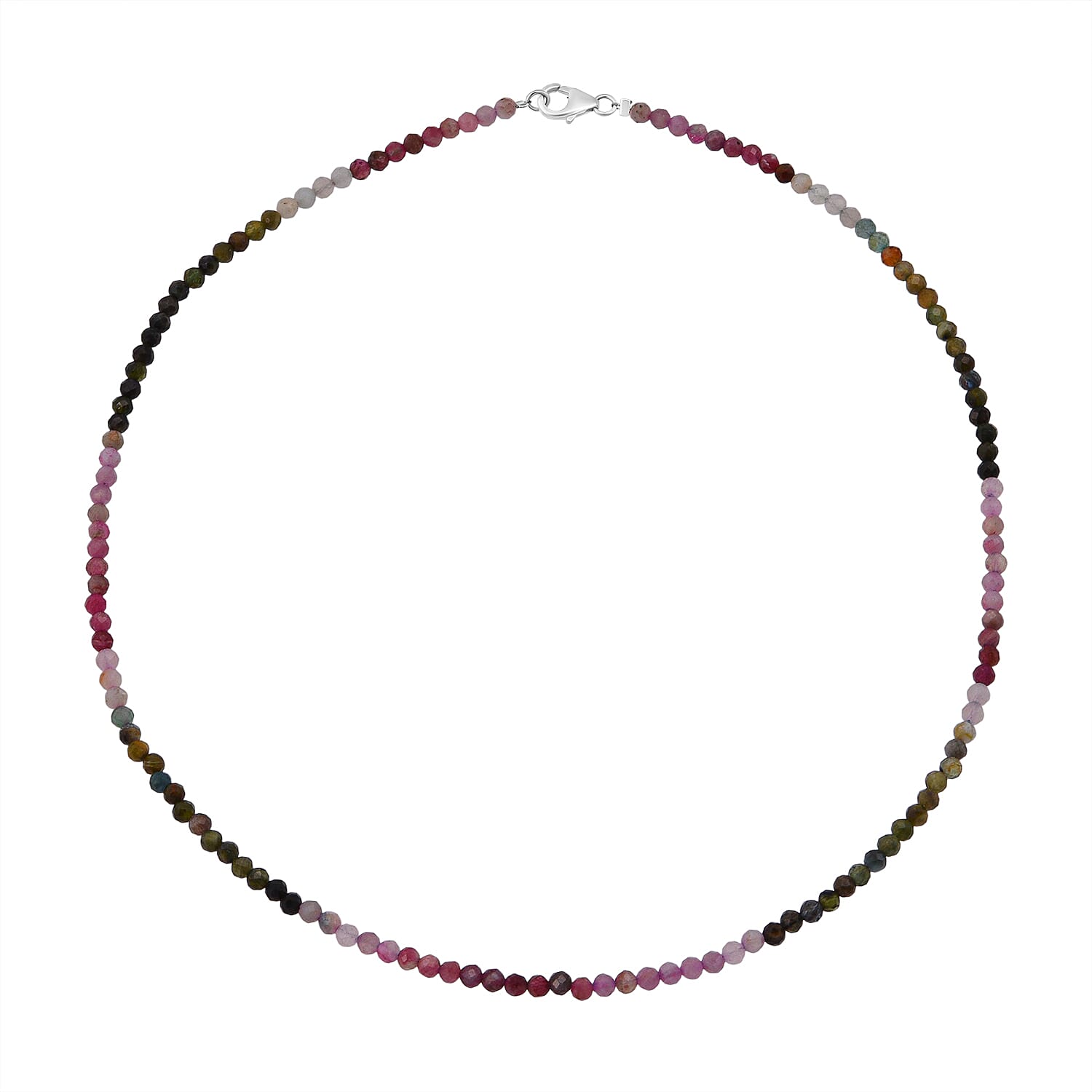 Multi-Tourmaline 50.00 ctw Necklace (18 Inches) in Sterling Silver