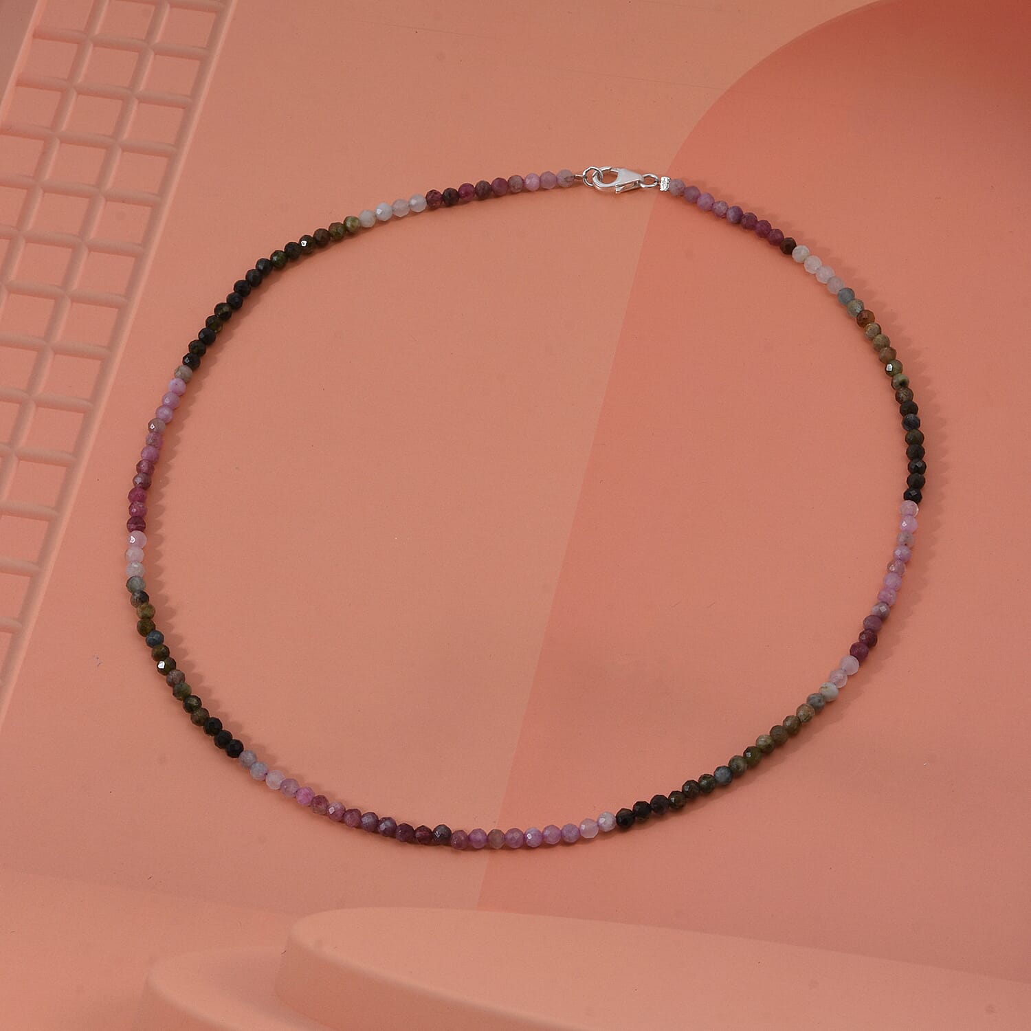 Multi-Tourmaline 50.00 ctw Necklace (18 Inches) in Sterling Silver