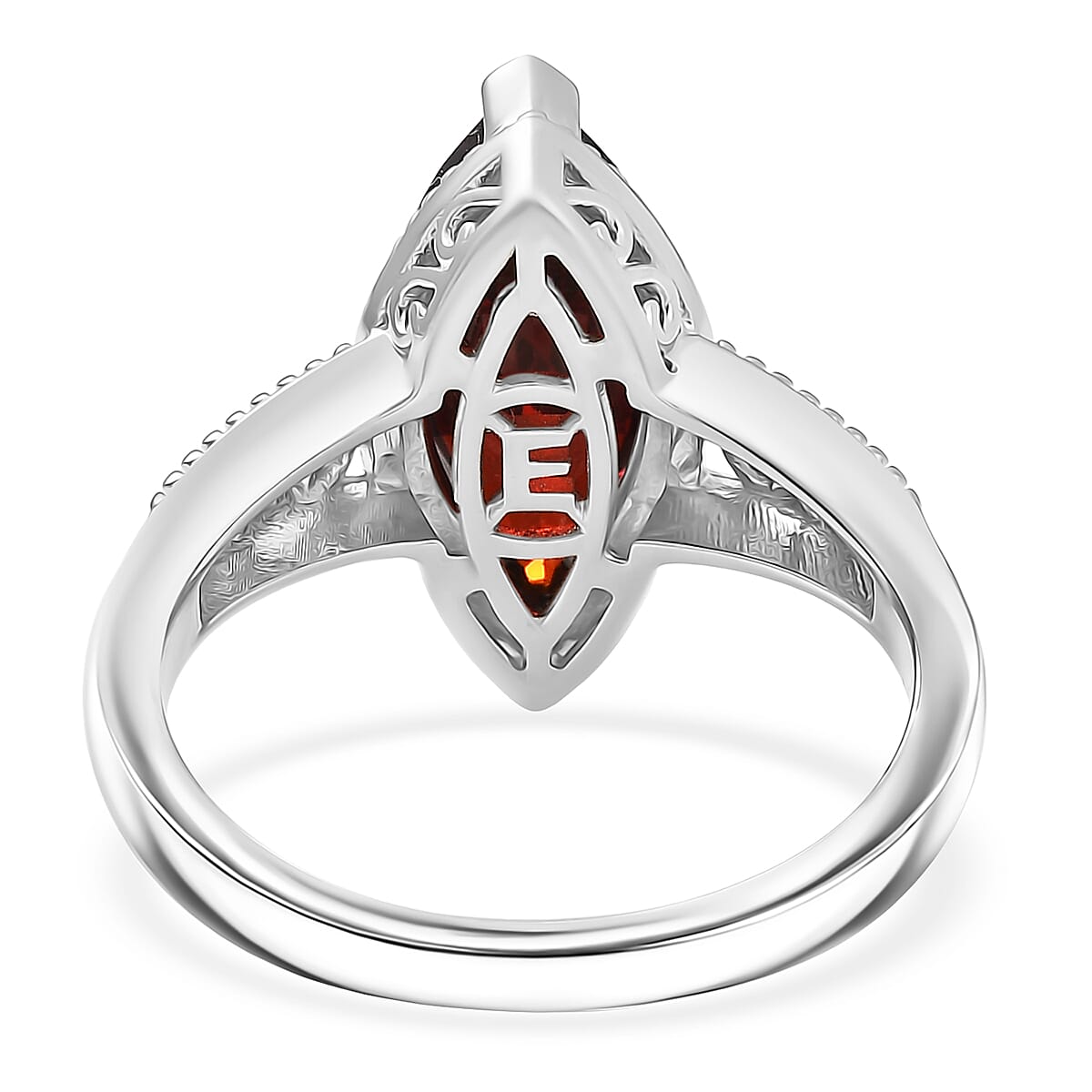 EverTrue Simulated Garnet Color Diamond Ring in 18K YG Plated and Platinum Bond (Size 7.0) image number 4