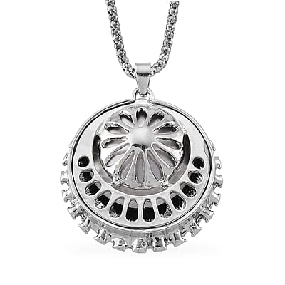 Simulated Blue Sapphire and Austrian Crystal Celestial Pendant Necklace in Silvertone 24-26 Inches