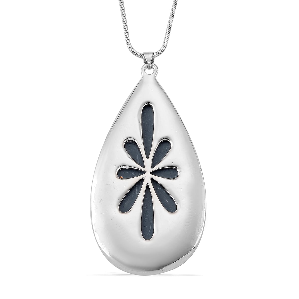 Simulated Mystic Quartz and Austrian Crystal Elongated Pendant Necklace in Silvertone 24-26 Inches
