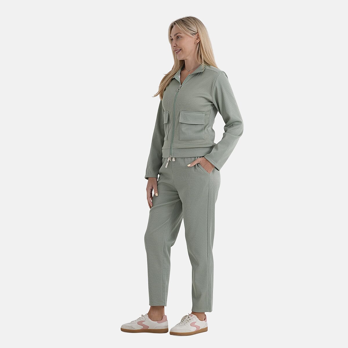 La Marey Sage Green 2pcs Knit Lounge Set - S/M image number 3