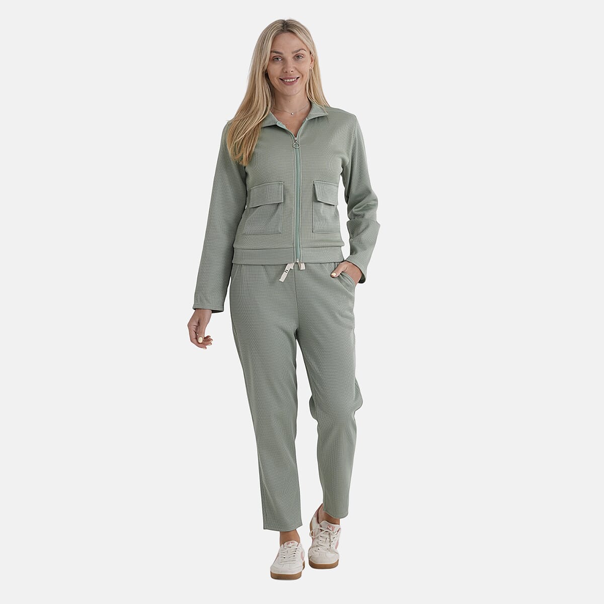 La Marey Sage Green 2pcs Knit Lounge Set - S/M image number 4