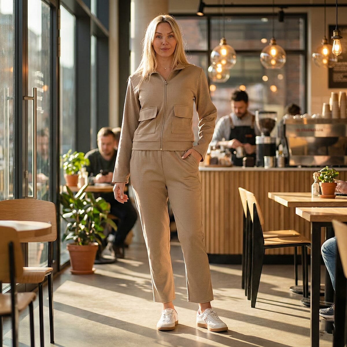 La Marey Beige 2pcs Knit Lounge Set - S/M image number 1