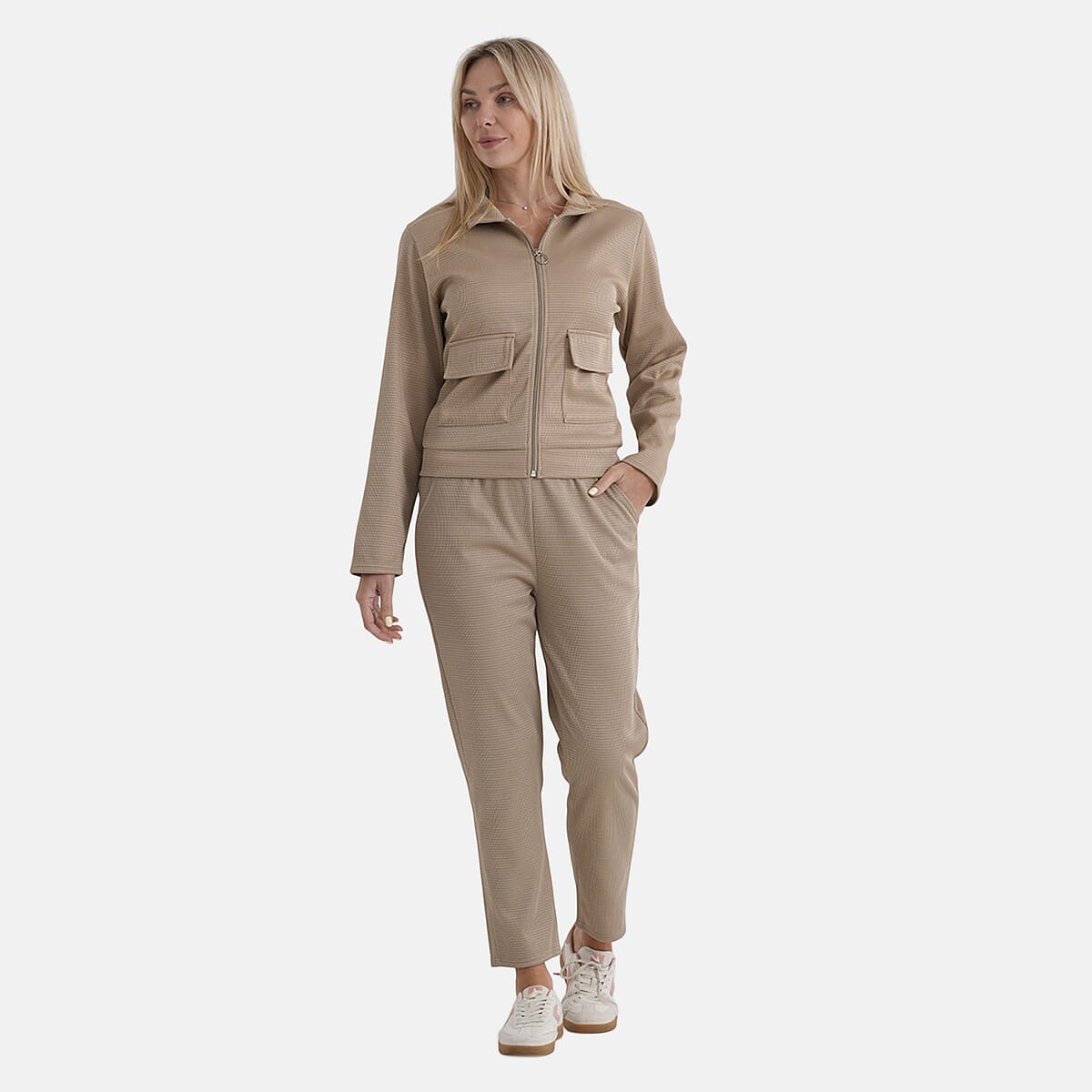 La Marey Beige 2pcs Knit Lounge Set - S/M image number 3
