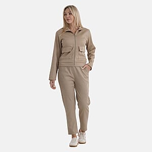 La Marey Beige 2pcs Knit Lounge Set - S/M