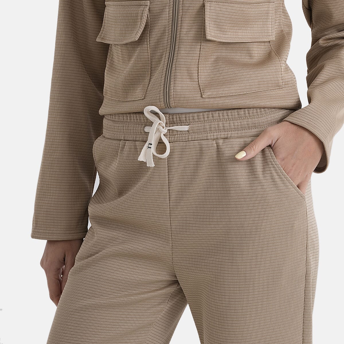 La Marey Beige 2pcs Knit Lounge Set - S/M image number 6