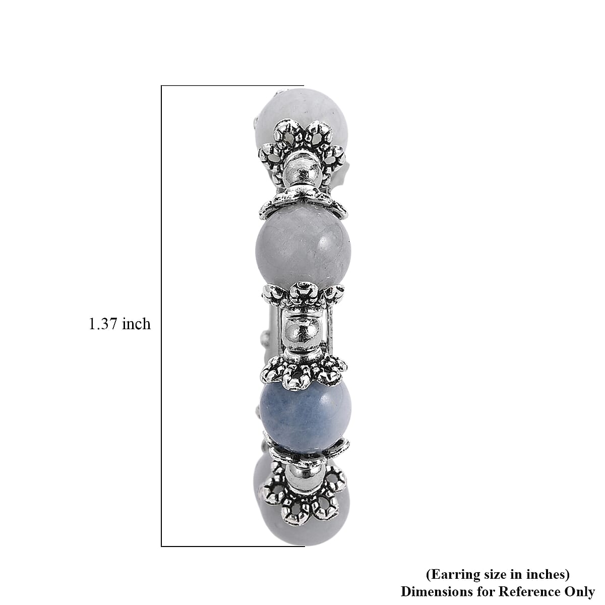 Blue Apatite Beaded Station Hoop Earrings in Silvertone 25.00 ctw image number 5