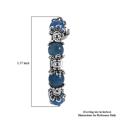 Blue Apatite Hoop Earrings in Silvertone 25.00 ctw
