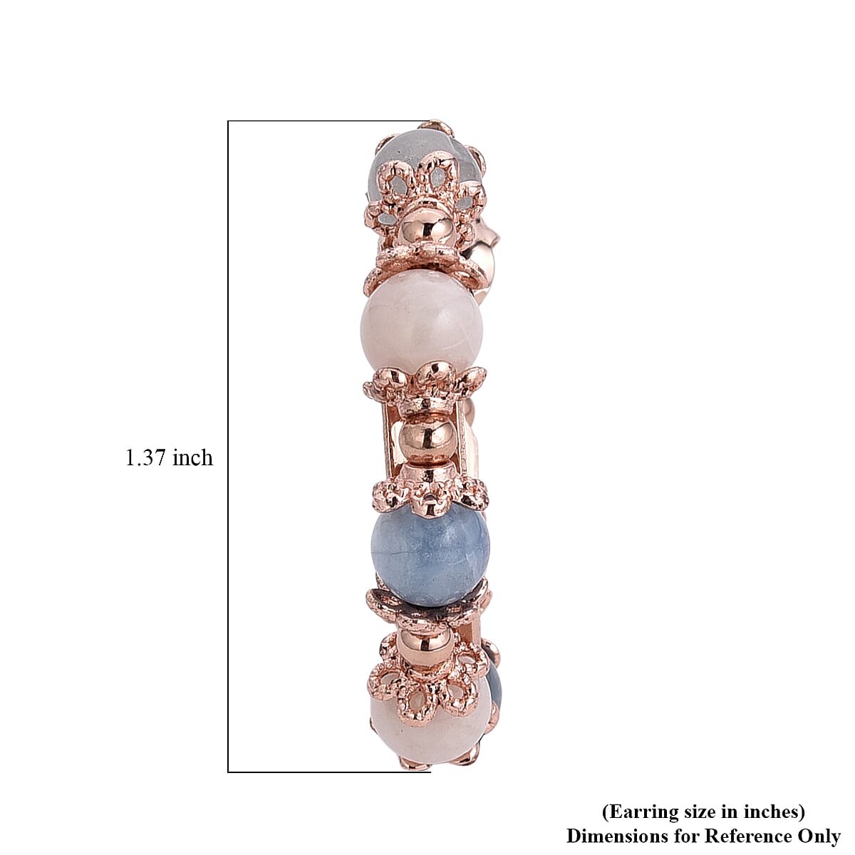 Multi Beryl 25.00 ctw Beaded Station Hoop Earrings in Rosetone image number 5