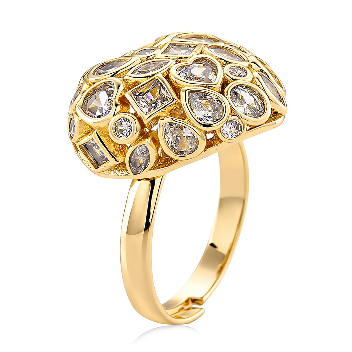 Simulated Diamond Heart Ring in Goldtone (Size 8.5-10.5) image number 3
