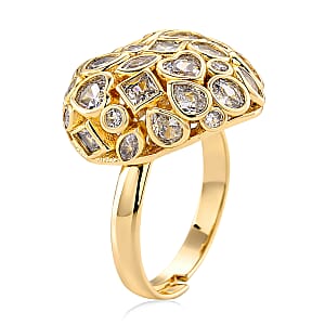 Simulated Diamond Heart Ring in Goldtone (Size 8.5-10.5)
