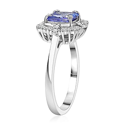 GP Art Deco Collection Tanzanite, Diamond Ring in 10K White Gold 1.75 ctw (Size 12.0)