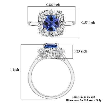 GP Art Deco Collection Tanzanite, Diamond Ring in 10K White Gold 1.75 ctw (Size 5.0)