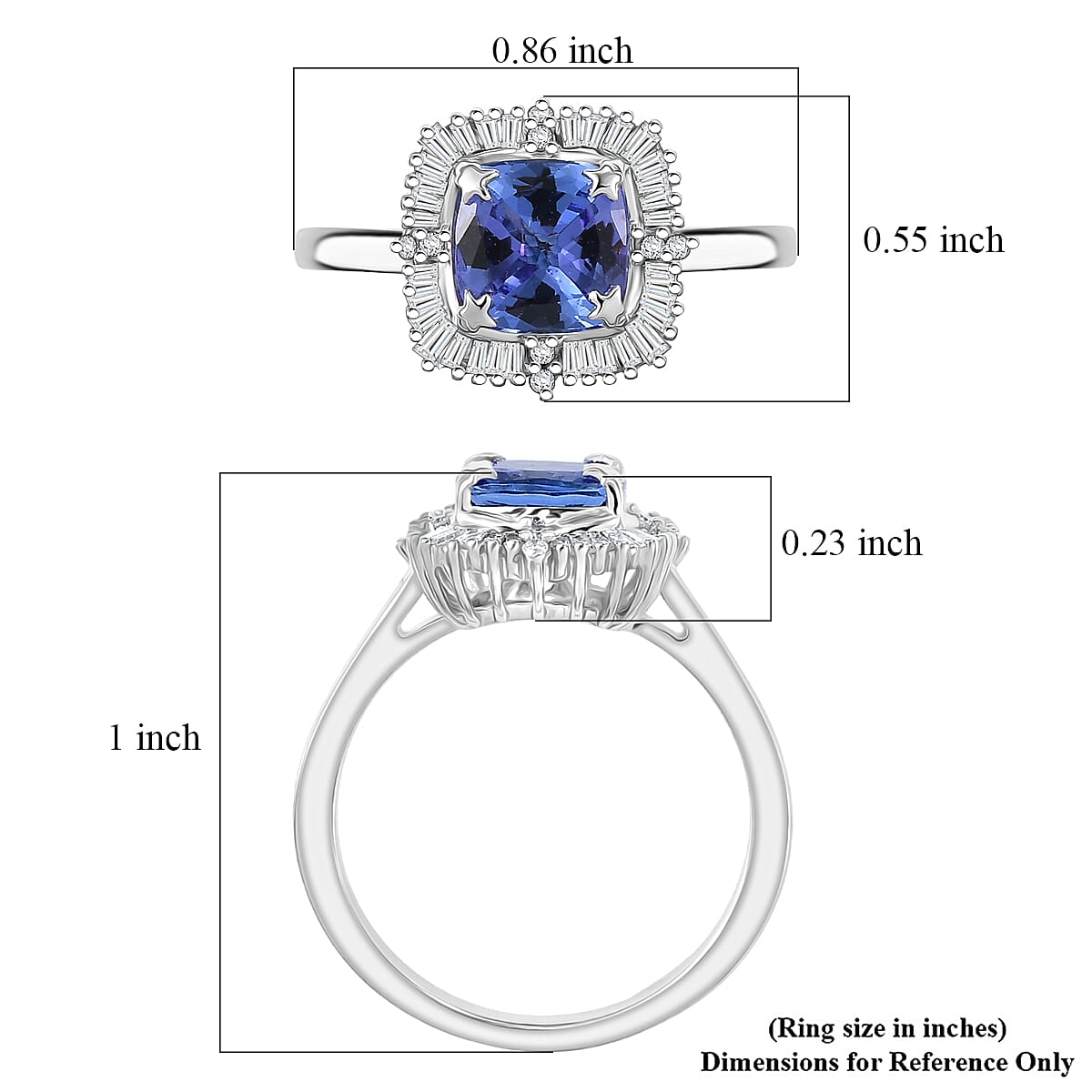 GP Royal Art Deco Collection Premium Tanzanite and I2 Diamond 1.75 ctw Ring in 10K White Gold (Size 7.0) image number 6