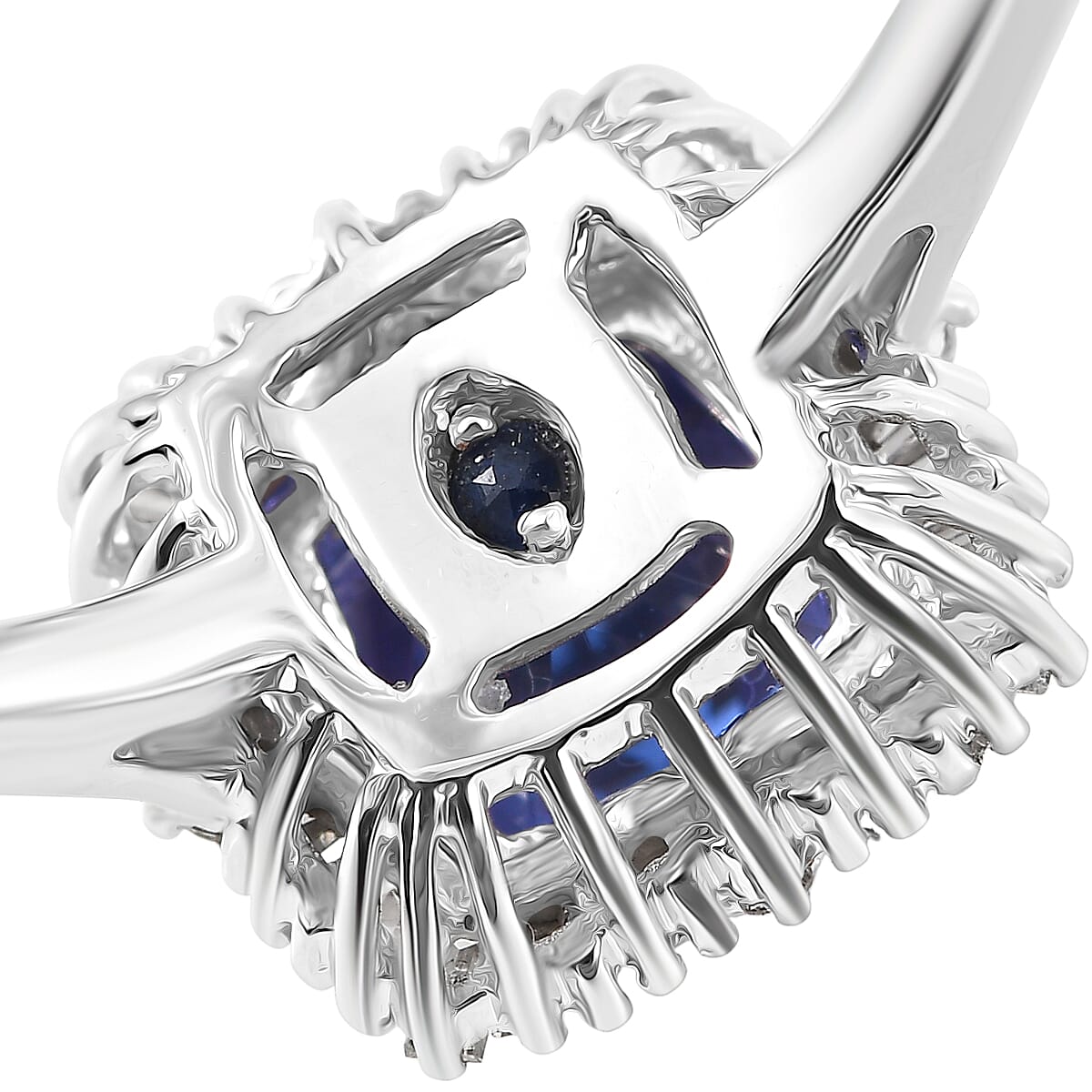 GP Royal Art Deco Collection Premium Tanzanite and I2 Diamond 1.75 ctw Ring in 10K White Gold (Size 7.0) image number 7