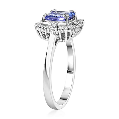 GP  Tanzanite, Diamond Art Deco Collection Ring in 10K White Gold 1.75 ctw (Size 8.0)