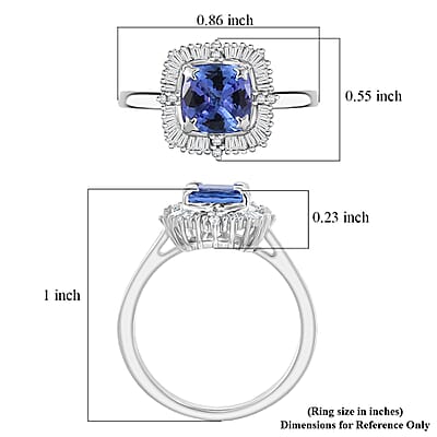 GP  Tanzanite, Diamond Art Deco Collection Ring in 10K White Gold 1.75 ctw (Size 8.0)