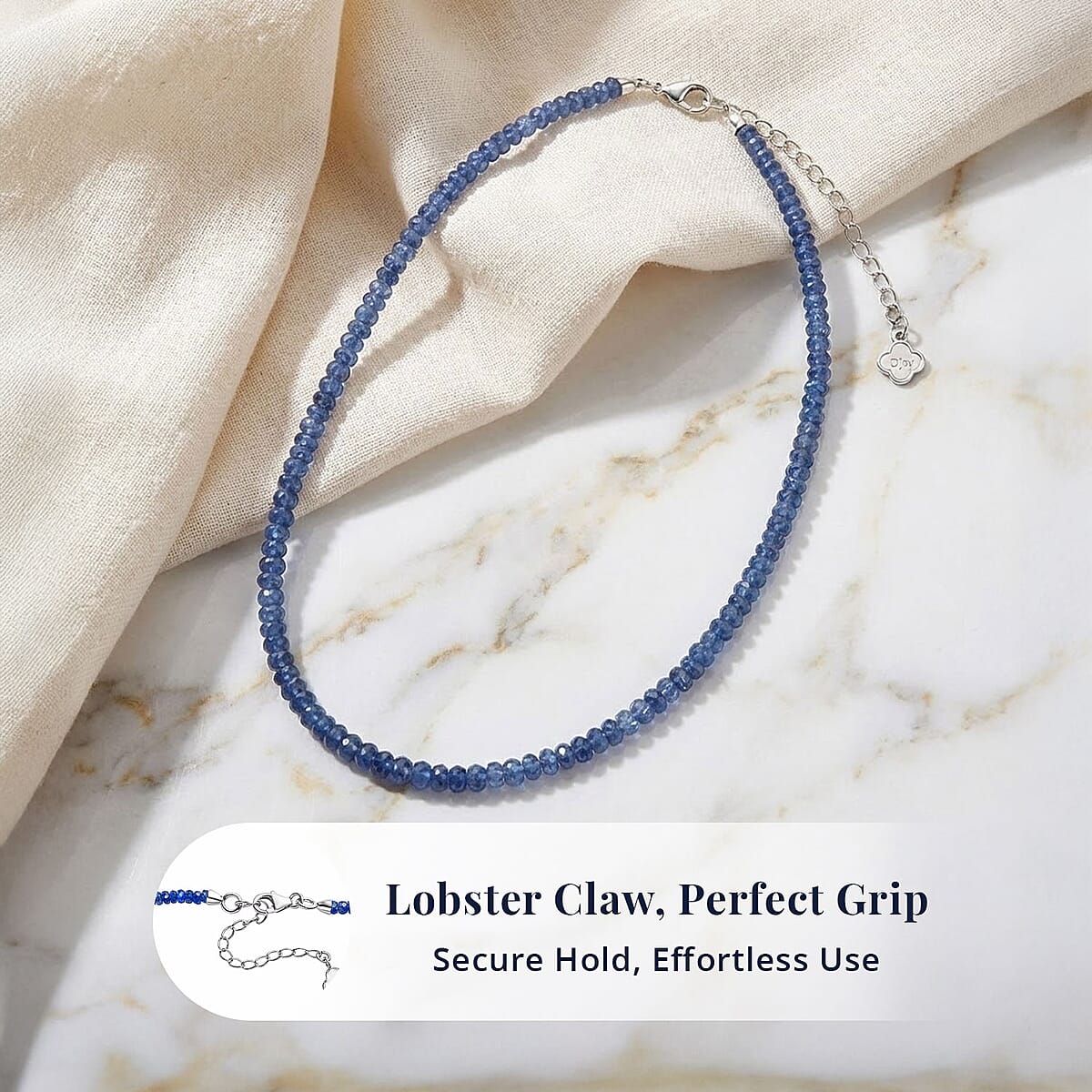 Doorbuster D'Joy Premium Kashmir Kyanite 95.00 ctw Beaded Necklace in Rhodium Over Sterling Silver 18-20 Inches image number 3