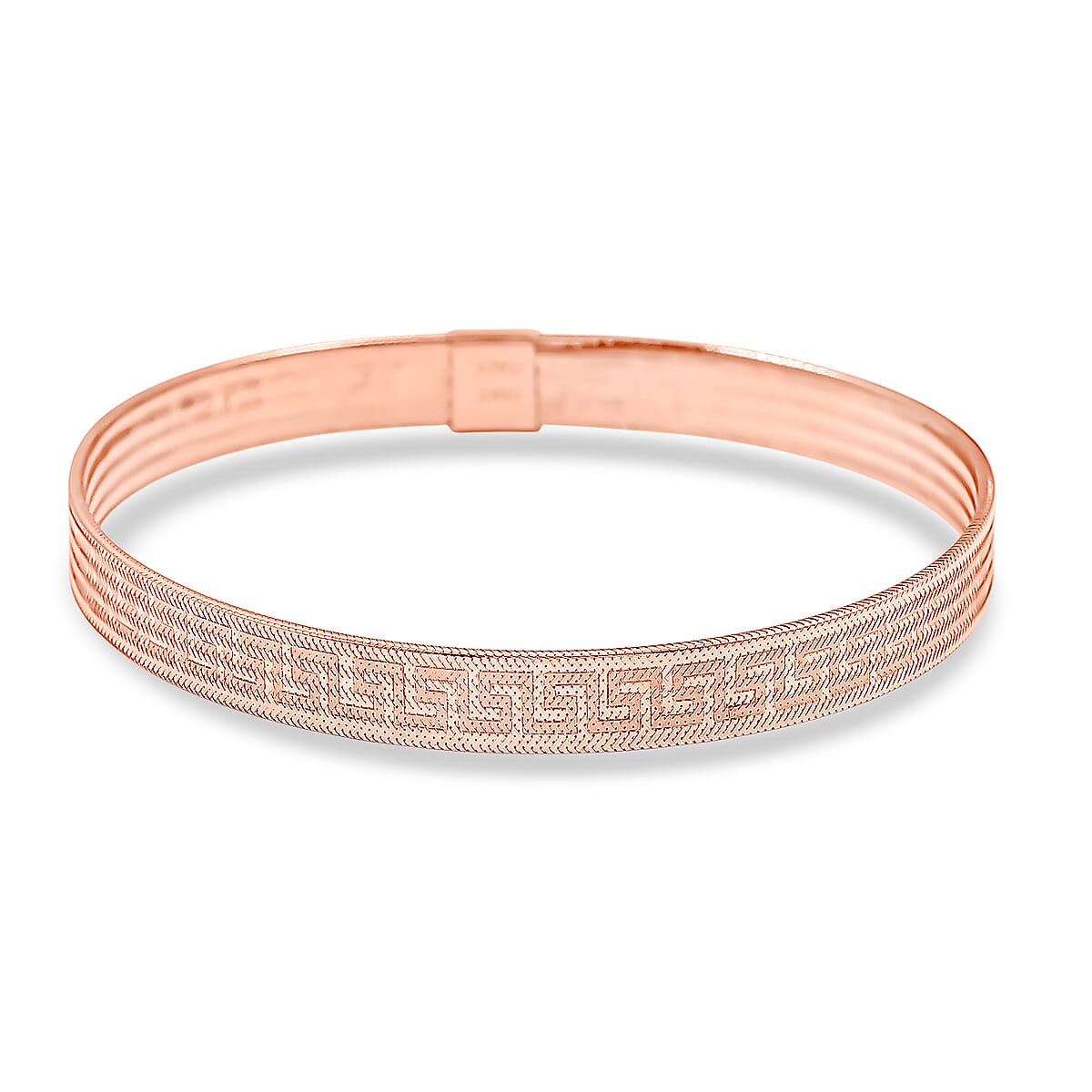 Italian Greek Key Mesh Bangle Bracelet in 10K Rose Gold (7.00 In) 1.57 Grams image number 0