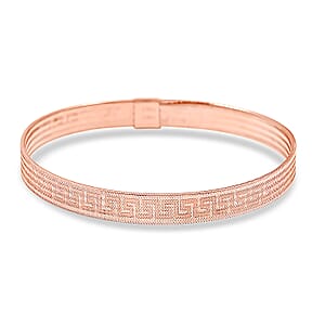 Italian Greek Key Mesh Bangle Bracelet in 10K Rose Gold (7.00 In) 1.57 Grams