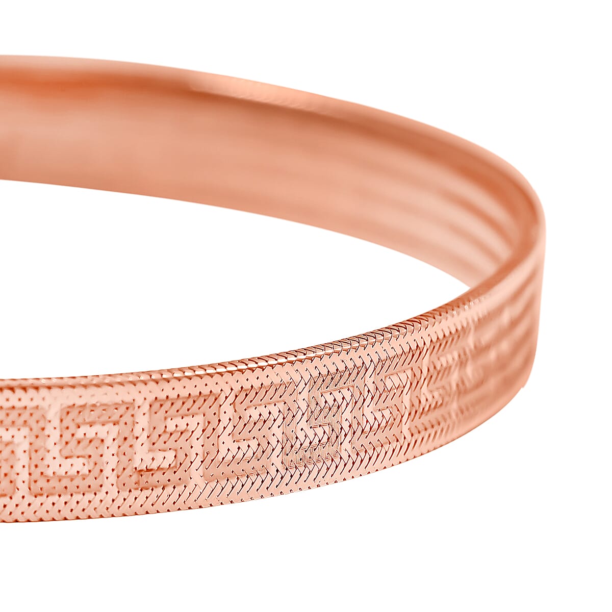 Italian Greek Key Mesh Bangle Bracelet in 10K Rose Gold (7.00 In) 1.57 Grams image number 3